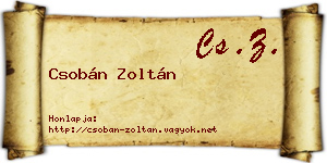 Csobán Zoltán névjegykártya